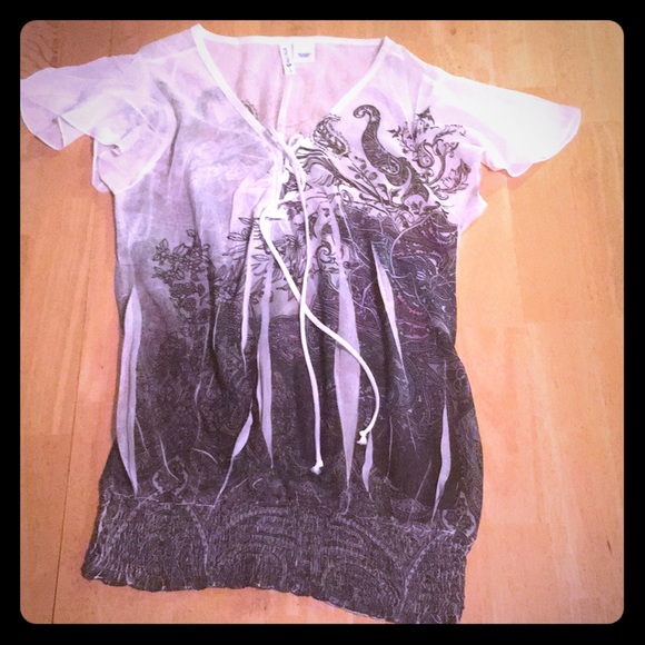 Full Tilt Tops Elastic Bottom Blouse With Color Print Poshmark